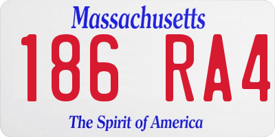 MA license plate 186RA4