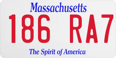 MA license plate 186RA7