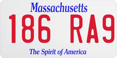 MA license plate 186RA9
