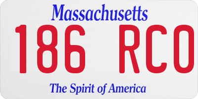 MA license plate 186RC0