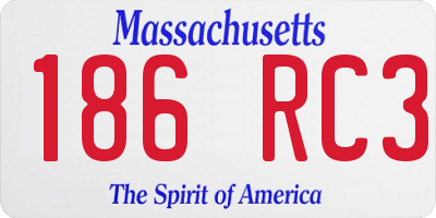 MA license plate 186RC3