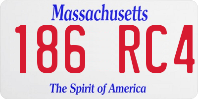 MA license plate 186RC4