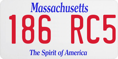 MA license plate 186RC5