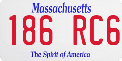 MA license plate 186RC6