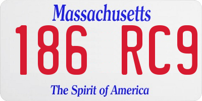 MA license plate 186RC9
