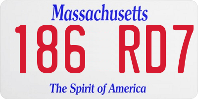 MA license plate 186RD7