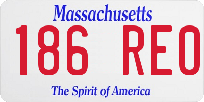 MA license plate 186RE0