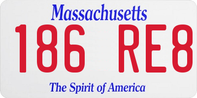 MA license plate 186RE8