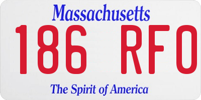 MA license plate 186RF0