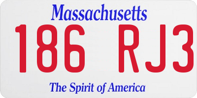 MA license plate 186RJ3