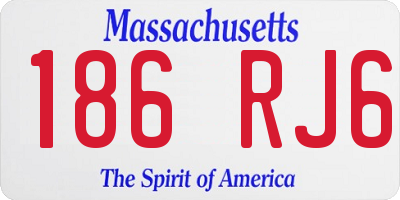 MA license plate 186RJ6