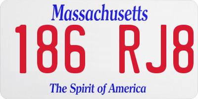 MA license plate 186RJ8