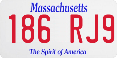 MA license plate 186RJ9