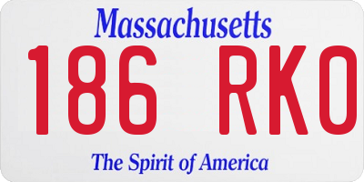 MA license plate 186RK0