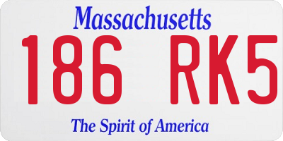 MA license plate 186RK5