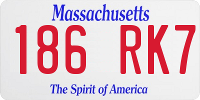 MA license plate 186RK7