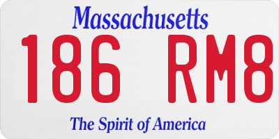 MA license plate 186RM8