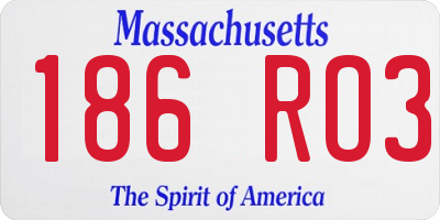 MA license plate 186RO3