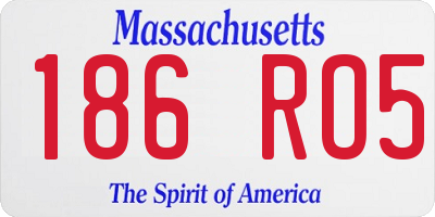 MA license plate 186RO5