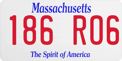 MA license plate 186RO6