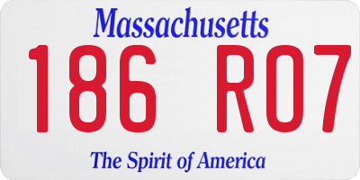 MA license plate 186RO7