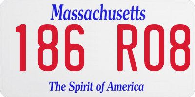 MA license plate 186RO8