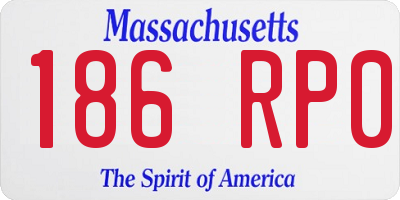MA license plate 186RP0