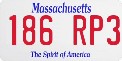 MA license plate 186RP3