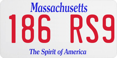 MA license plate 186RS9
