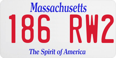 MA license plate 186RW2