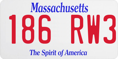 MA license plate 186RW3