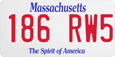 MA license plate 186RW5