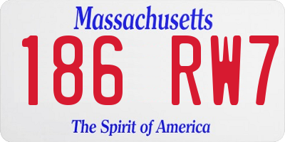 MA license plate 186RW7