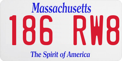 MA license plate 186RW8