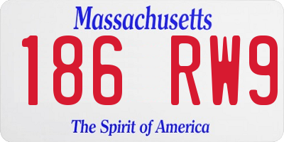 MA license plate 186RW9