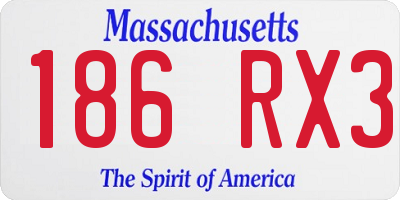 MA license plate 186RX3