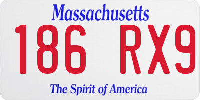 MA license plate 186RX9