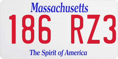 MA license plate 186RZ3
