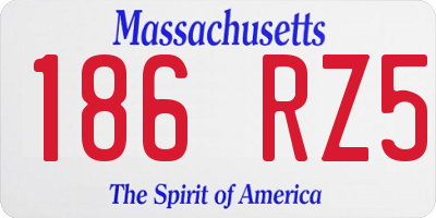 MA license plate 186RZ5