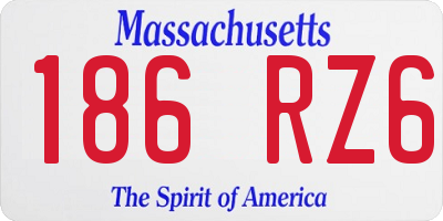 MA license plate 186RZ6