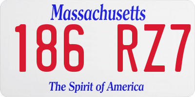 MA license plate 186RZ7
