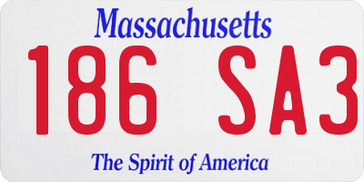 MA license plate 186SA3