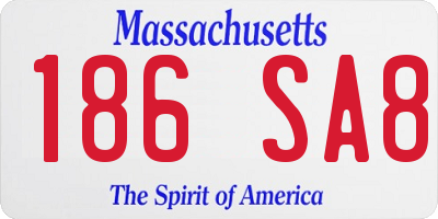MA license plate 186SA8