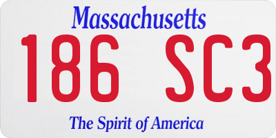 MA license plate 186SC3