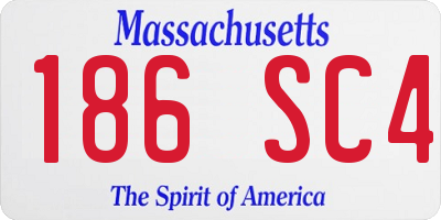 MA license plate 186SC4
