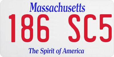 MA license plate 186SC5