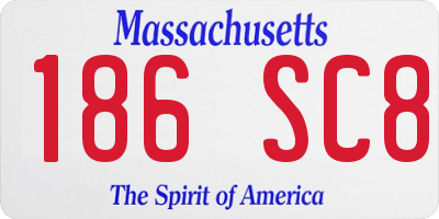 MA license plate 186SC8