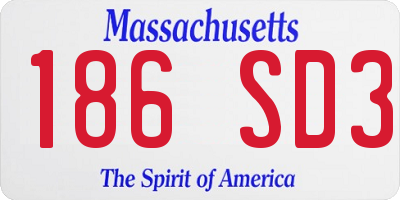 MA license plate 186SD3