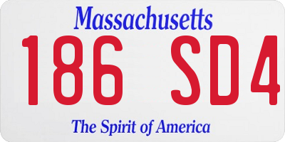 MA license plate 186SD4