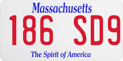 MA license plate 186SD9